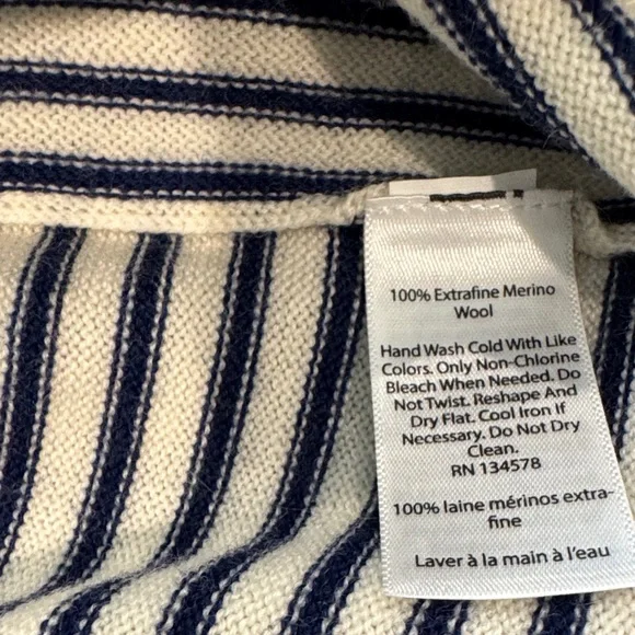 Vineyard Vines Cream and Navy Striped Poncho - Picture 4 of 4